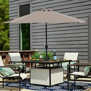 9 ft. Outdoor Umbrella Market Patio Umbrella in Taupe with Push Button Tilt and Crank