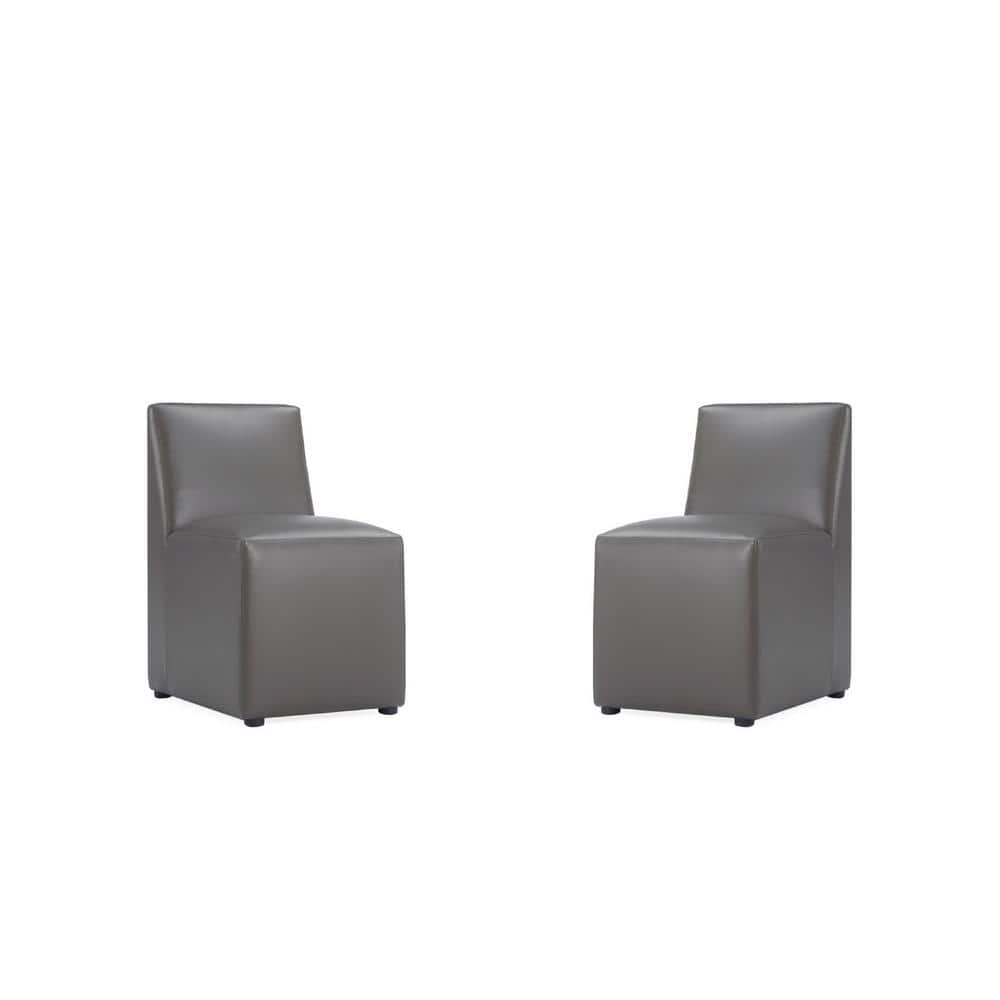 Manhattan Comfort Anna Modern Pewter Faux Leather Upholstered