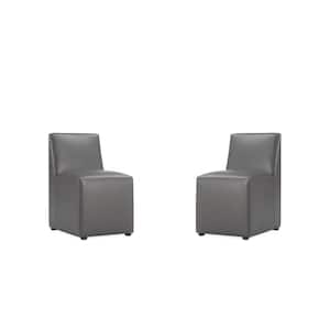 Anna Pewter Square Faux Leather Dining Chair (Set of 2)