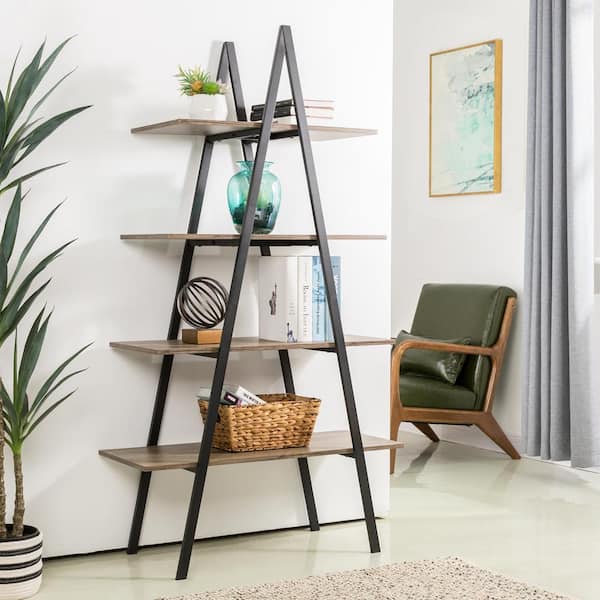 4 Step Blackwash Rustic Wood Ladder Shelf 4 Step Blackwash Rustic Wood Ladder Shelf
