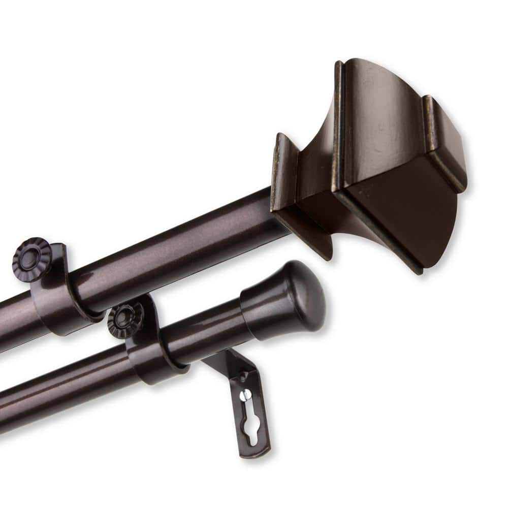 28 in. to 48 in. Adjustable 13/16 in. Julianne Double Curtain Rod in Cocoa