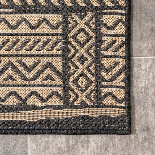 nuLOOM Abbey Tribal Striped Charcoal 9 ft. 6 in. x 12 ft. Indoor/Outdoor  Patio Area Rug GBCB34D-96012 - The Home Depot