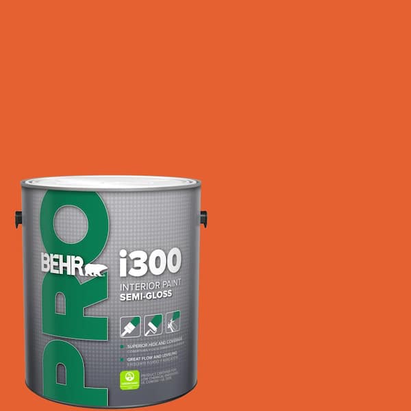 BEHR PRO 1 gal. #S-G-230 Startling Orange Semi-Gloss Interior Paint