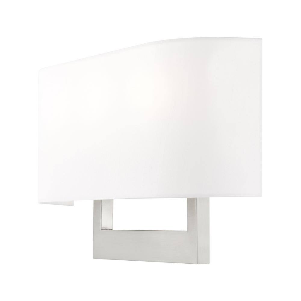 Brushed Nickel 3-Light ADA Compliant Wall Sconce with Fabric Shade