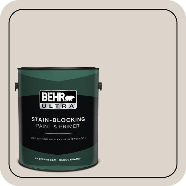 BEHR ULTRA 1 gal. #ECC-18-2 Pebbled Shore Semi-Gloss Enamel Exterior Paint & Primer