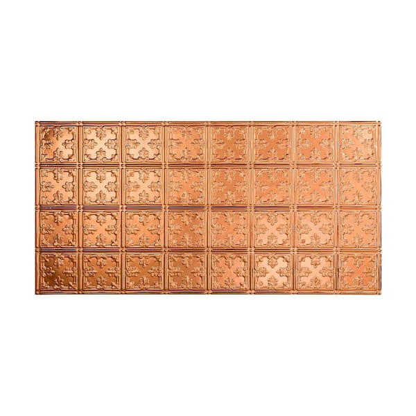 Fasade Traditional Style #10 2 ft. x 4 ft. Glue Up PVC Ceiling Tile in Polished Copper