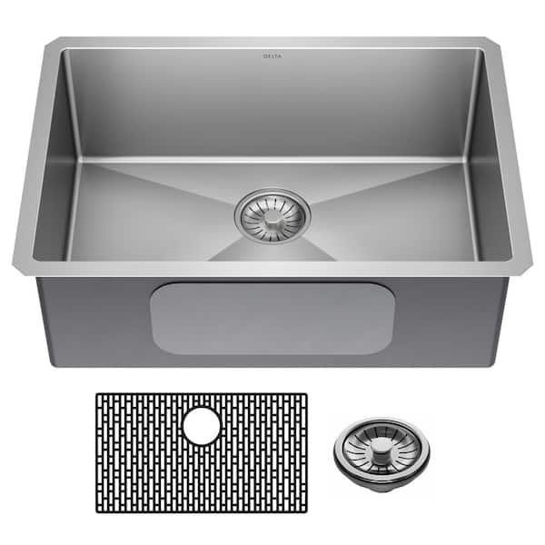 Delta Lenta 16-Gauge Stainless Steel 26 in. Single Bowl Undermount Kitchen Sink with Accessories