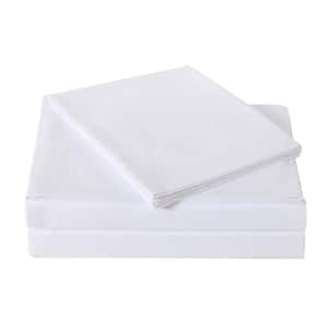 White 4-Piece Solid 180 Thread Count Microfiber Full Sheet Set