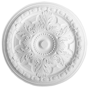 European Collection 28-1/8 in. x 1-9/16 in. Acanthus Coins and Round Beads Polyurethane Ceiling Medallion