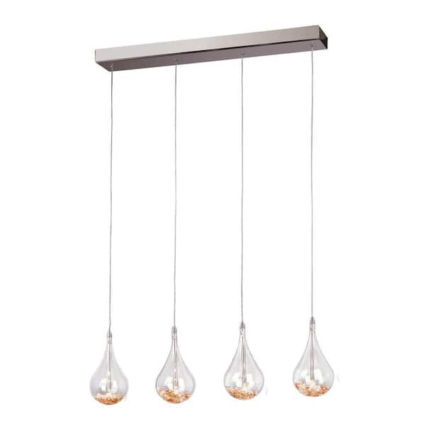 Bel Air Lighting 4-Light Polished Chrome Pendant with Clear Glass