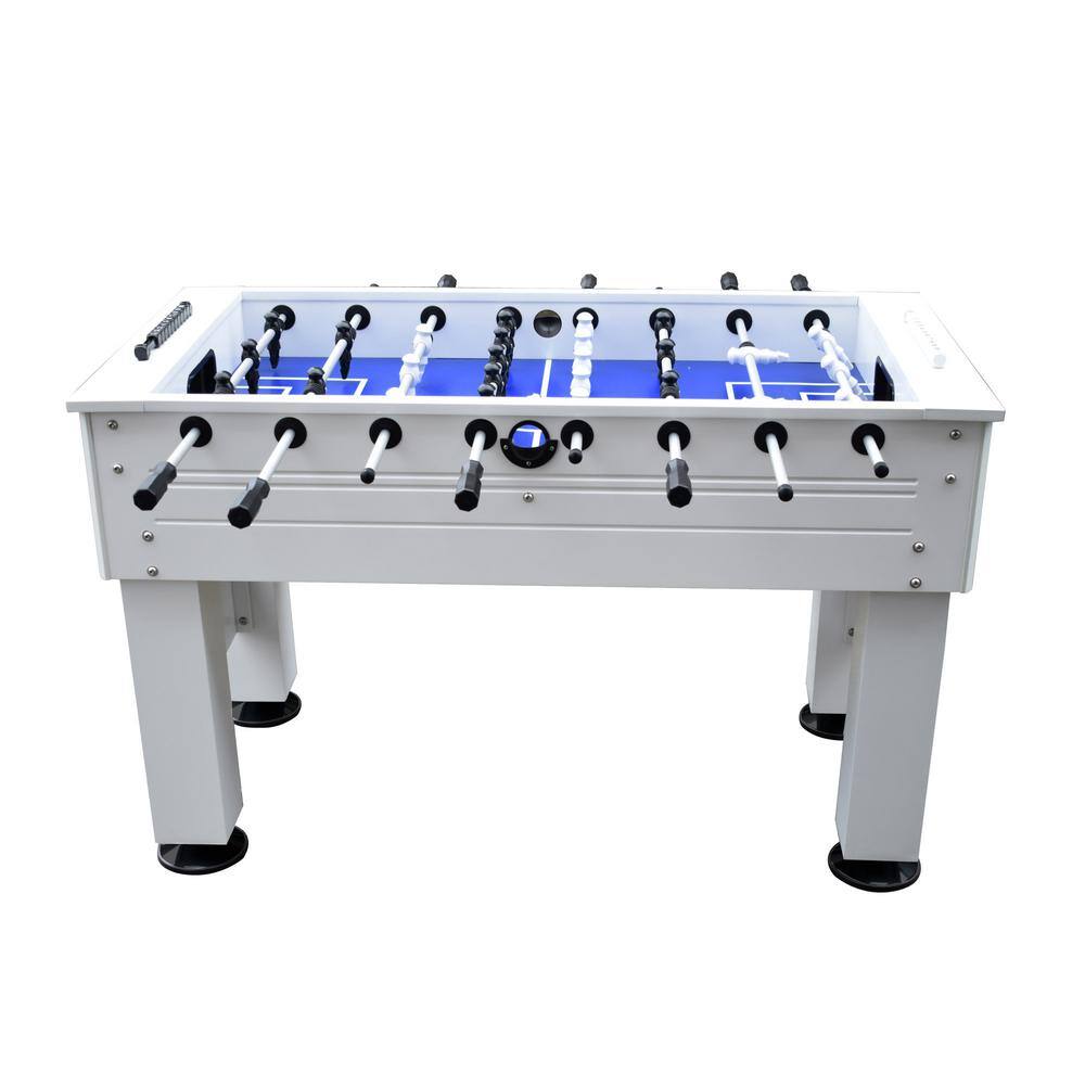 Highlander 55'' White Outdoor Foosball Table with Aluminum Rods