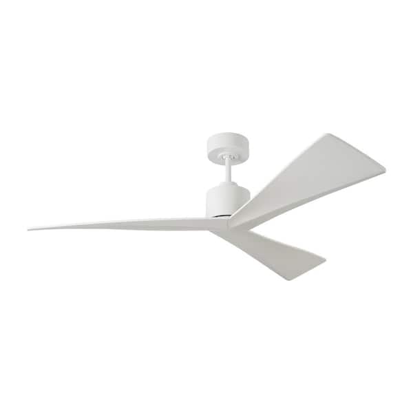 Generation Lighting Adler 52 in. Indoor/Outdoor Matte White Ceiling Fan with Sloped White Blades, DC Motor and 6-Speed Remote Control