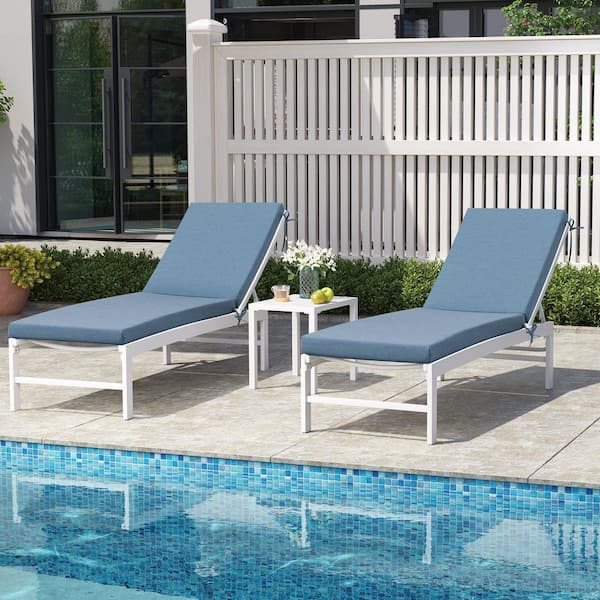 Unbranded 71 in. x 21 in. 2-Pieces Sunbrella Outdoor Chaise Lounge Cushions in Blue Patio Lounger Cushions with Removable Cover