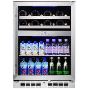 Signature 24 in. 16-Bottle and 70-Can Stainless Steel Single Door Dual Zone Built-In Wine and Beverage Cooler