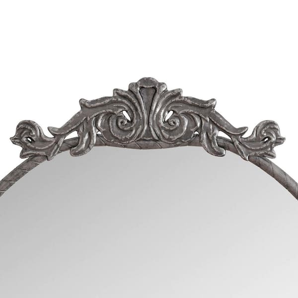 Antique Silver 24 in. W x 58 in. H Arched Metal Framed Floor