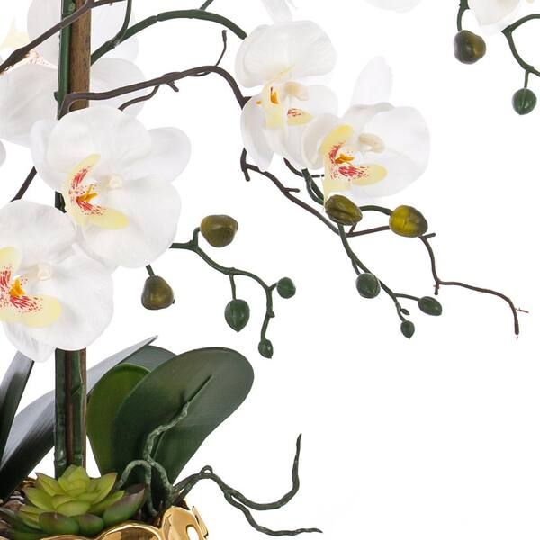 Vanity Art 35.43 in. H Gold-plated Phalaenopsis Orchid Floral Arrangement in Pot