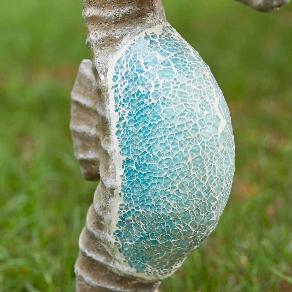 21" Faux Granite and Mosaic Marine Sea Horse Sculpture