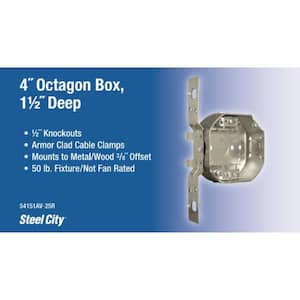 4 in. 15.8 cu. in. New Work Metal Octagon Electrical Box with V-Bracket