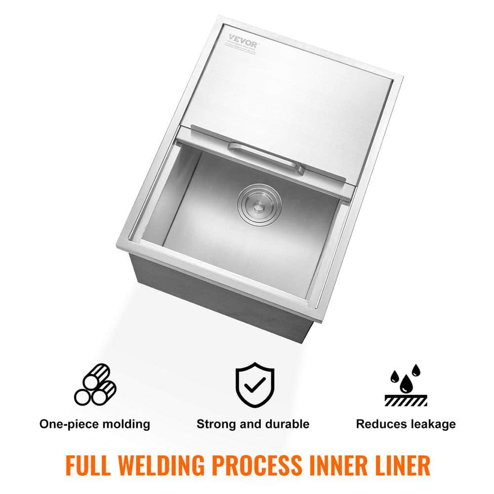 Stainless Steel Drop-In Ice Chest with Sliding Cover