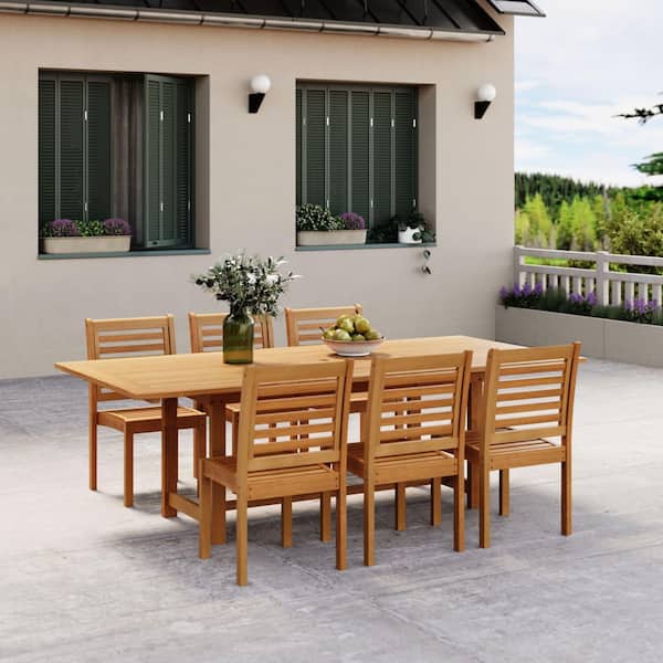 Amazonia Elafonissi 7-Piece Teak Finish Wood 100% FSC Rectangular Patio Dining Set