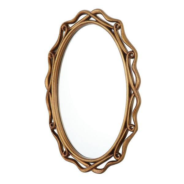 IHOMEadore 16 in. W x 24 in. H Oval Framed Gold Mirror HL-985 - The Home  Depot