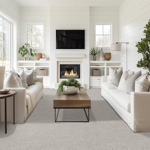 Plush Dreams II - Silken-Gray 12 ft. 53 oz. Triexta Texture Installed Carpet