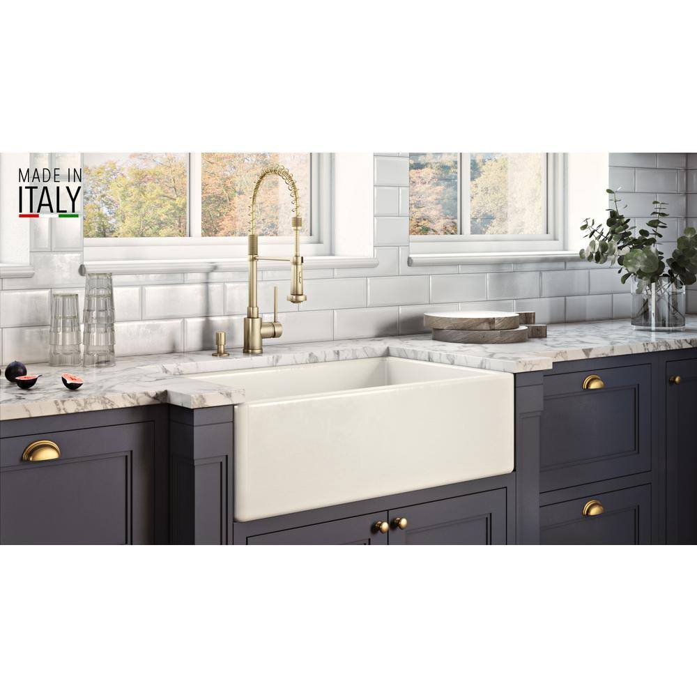 Ruvati 30" Light Biscuit Fireclay Farmhouse Kitchen Sink