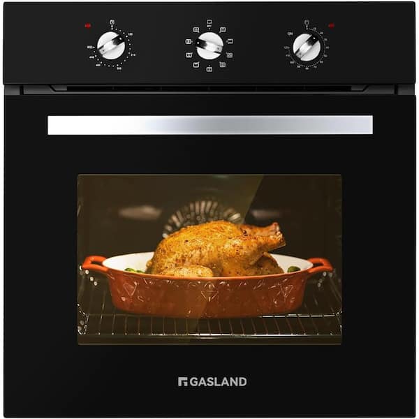 GASLAND 24 in. Built-In Single Electric Wall Oven in Stainless Steel with Rotisserie and Convection System, Black