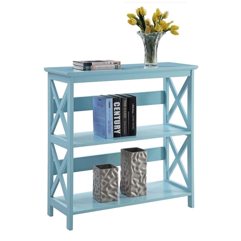 Oxford Sea Foam Blue Wooden 3-Tier Modern Bookcase