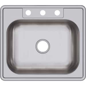 Dayton 25in. Drop-in 1 Bowl 22 Gauge Satin Stainless Steel Sink Only and No Accessories