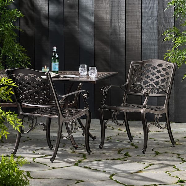 Bronze Arm Aluminum Outdoor Lounge Chair in Bronze (Set of 2)​