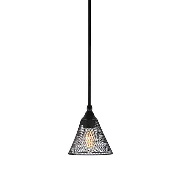 Unbranded Sparta 100-Watt 1-Light Matte Black Shaded Pendant Light Mini Pendant with 7" Matte Black Metal Shade No Bulb Included