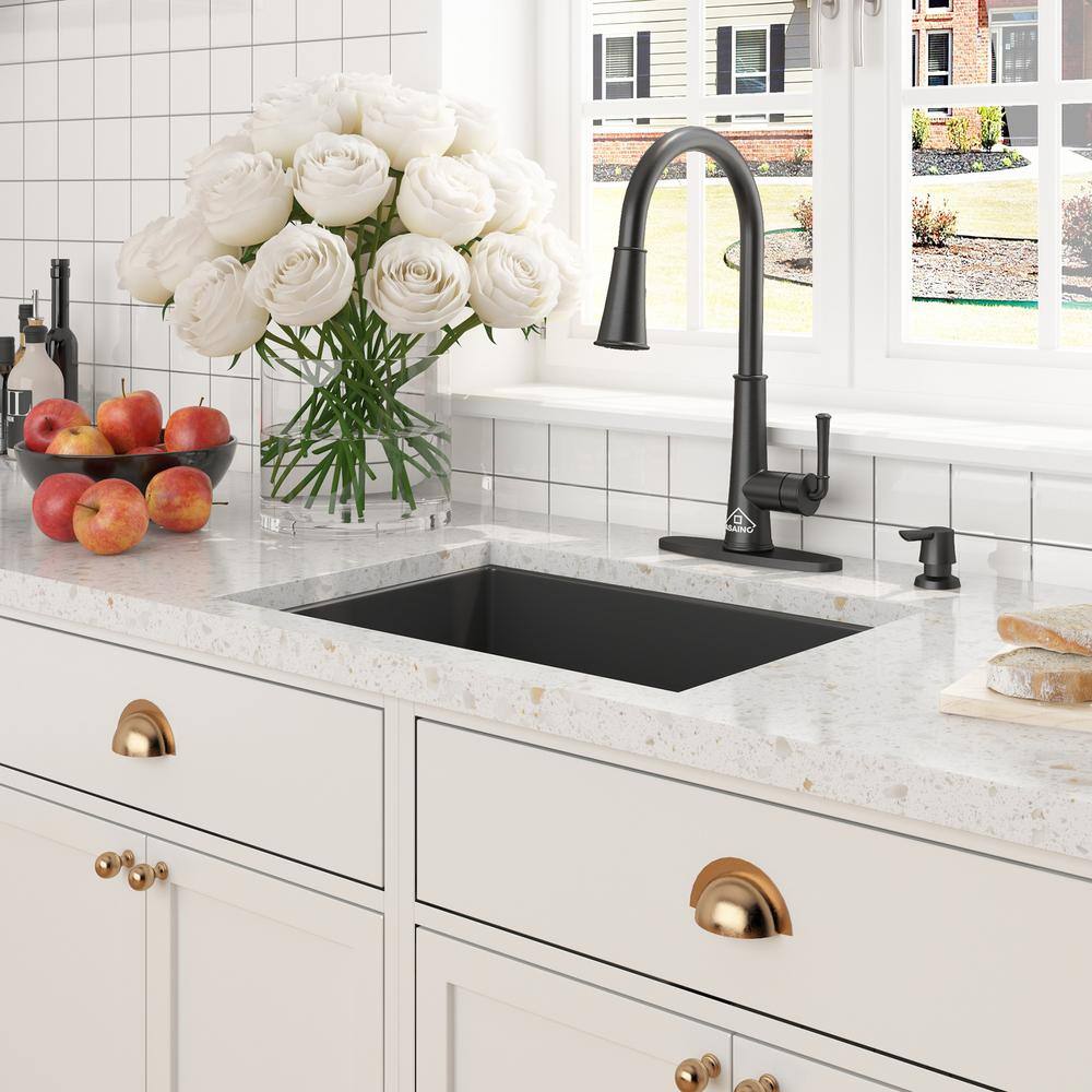26.65'' Black Fireclay Undermount Single Bowl Kitchen Sink
