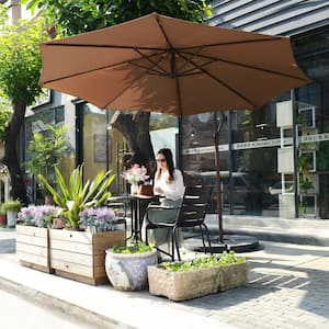 10 ft. Aluminum Cantilever Outdoor Patio Umbrella with Easy Crank Lift in Brown