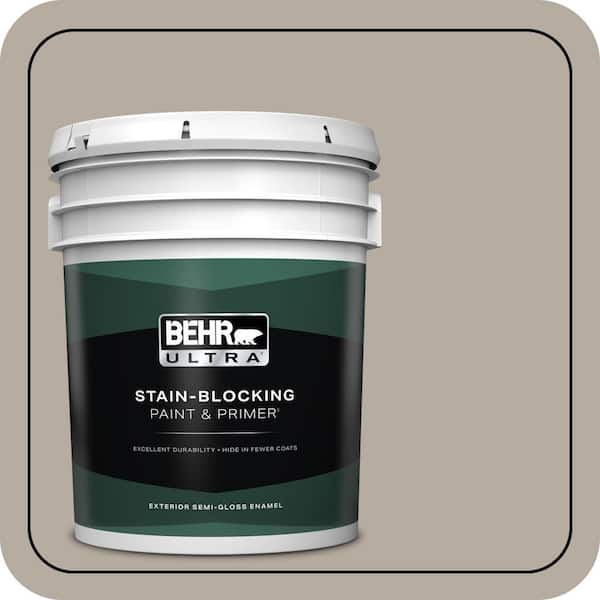 BEHR ULTRA 5 gal. #PPU18-13 Perfect Taupe Semi-Gloss Enamel Exterior Paint & Primer
