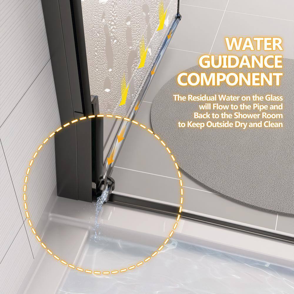 Matte Black Frameless Pivot Shower Door with Clear Glass, 32" x 72"