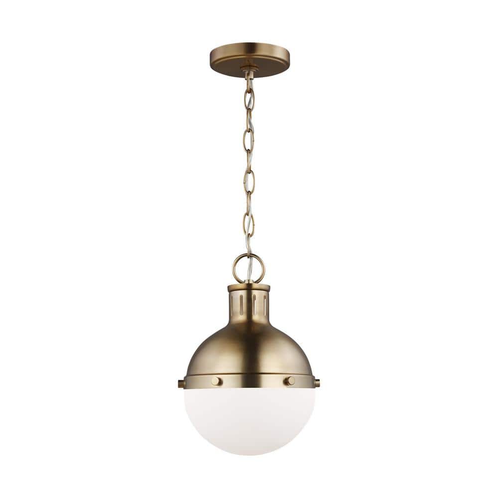 Satin Brass Mini Globe Pendant with Smooth White Glass Shade