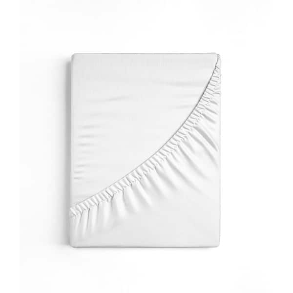 A1 Home Collections A1HC GOTS Certified Organic Cotton, Percale Weave, 300TC, Single Ply, White, Twin Fitted Sheet
