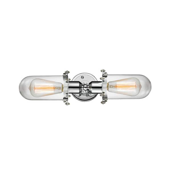 Centri 22 in. Clear, Polished Chrome Vanity Light with Clear Glass Shade