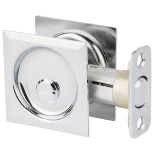 Polished Chrome Square Bed/Bath Pocket Door Lock with Lock