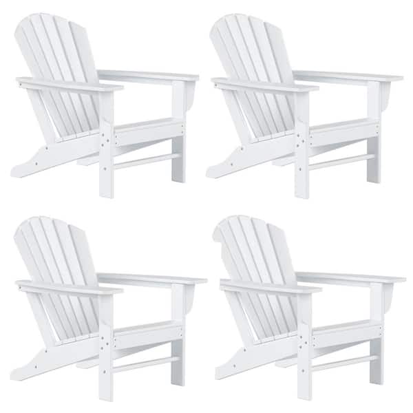 Mason White Poly Plastic Outdoor Patio Classic Adirondack Chair, Fire Pit Chair (Set of 4)