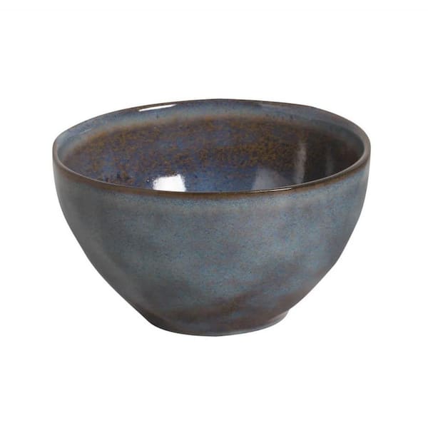 PORTO BRASIL 18.09 fl. oz. Titanium Dark Blue Stoneware Soup Bowl (Set of 6)