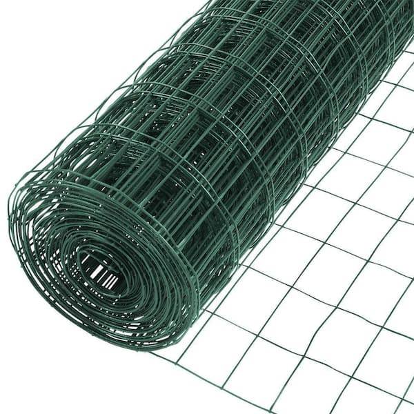 Fencer Wire Fence 2X50 Ft PVC Coated Welded Wire 16 Gauge Galvanized Metal Green 