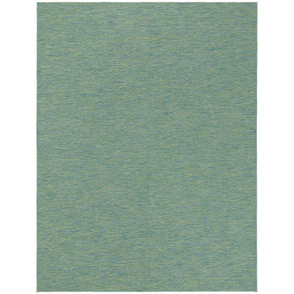 Nourison Practical Solutions Blue Green 8 ft. x 10 ft. Diamond Contemporary Area Rug