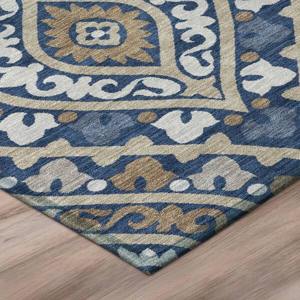 Chantille Machine Washable Indoor/Outdoor Abstract ACN3151 Navy 2 ft. x 7 ft. Runner Rug
