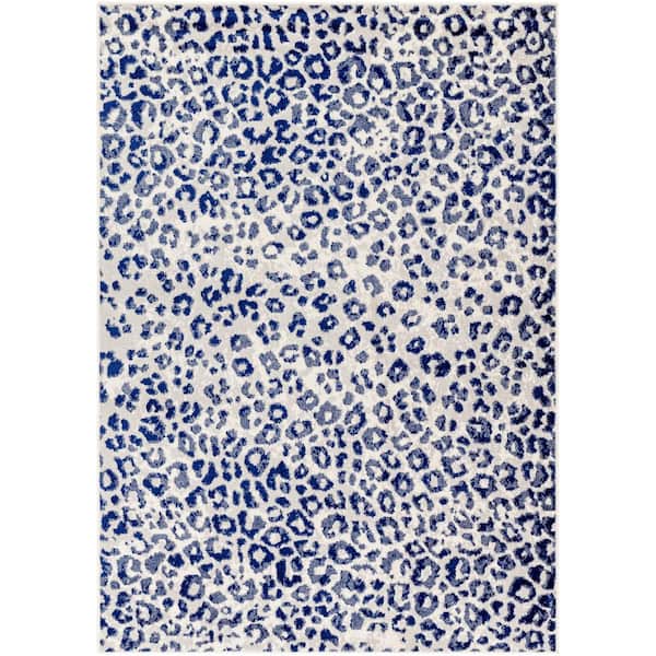Livabliss Kendall Blue/Gray Animal Print 7 ft. x 9 ft. Indoor Area Rug