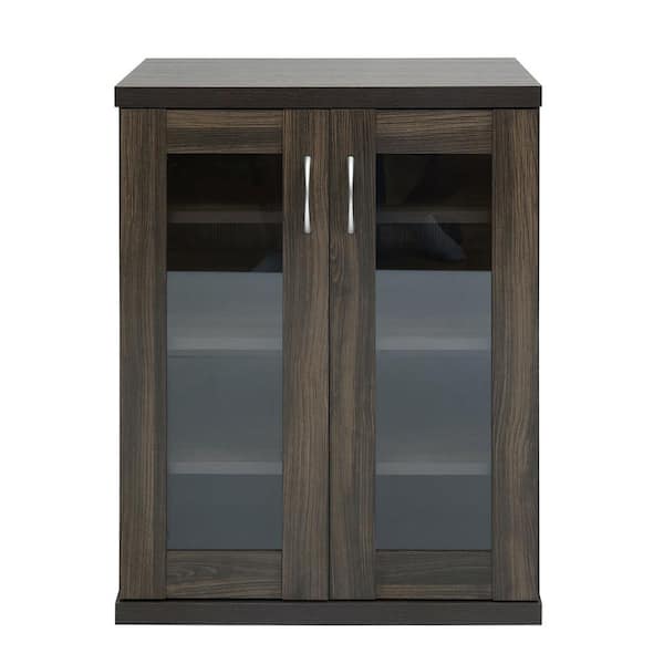 FurnitureR Oakes Brown Storage Cabinet 2-Doors