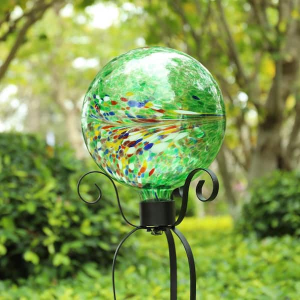 Misopily Green Glass Gazing Balls Sphere for Garden Lawn Outdoor
