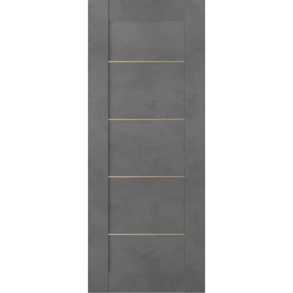 Belldinni Vona 07 4H Gold 28 in. W x 80 in. H x 1-3/4 in. D 1-Panel Solid Core Dark Urban Prefinished Wood Interior Door Slab
