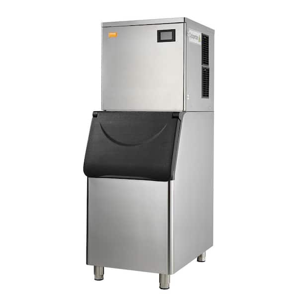 VEVOR Commercial Ice Maker 450 lbs./24 H Freestanding Ice Making Machine with 330.7 lbs. Large Storage Bin 1000-Watt, Silver